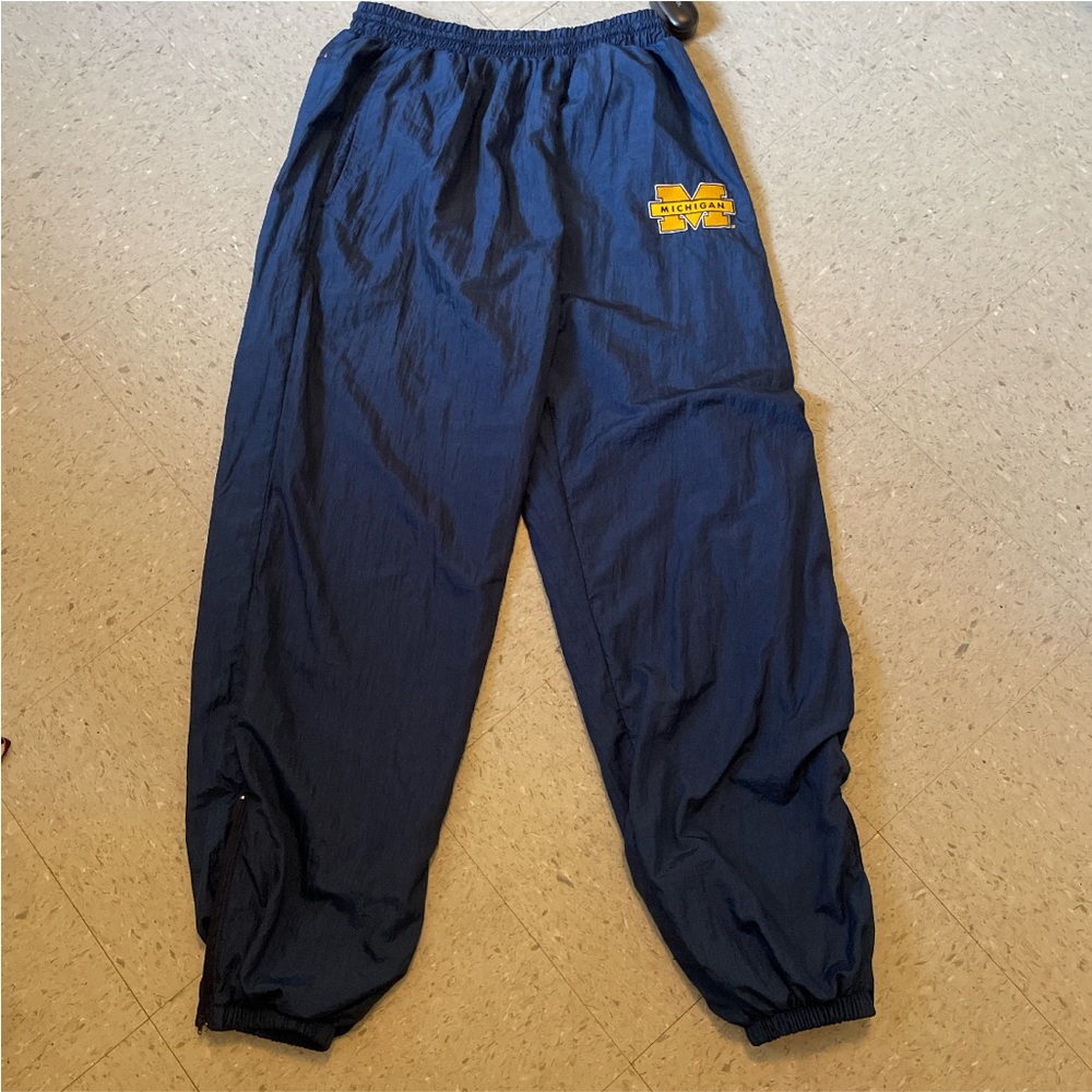 Vintage 90s Michigan Wolverines Windbreaker Track Pants Men XL NCAA Blue Yellow